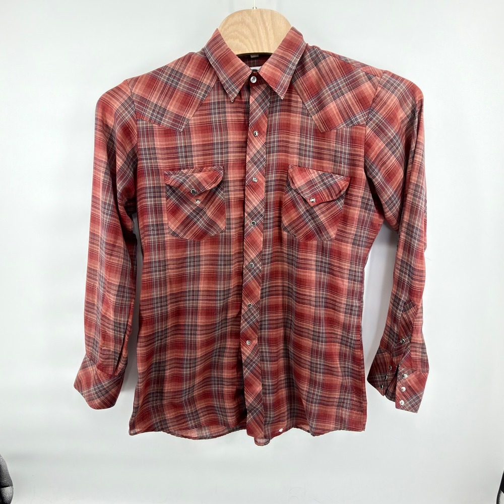 Vintage Miller Western Wear Pearl Snap Shirt Mens 16 35 Plaid Dan River Flawed